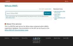 Στιγμιότυπο οθόνης whois.arin.net