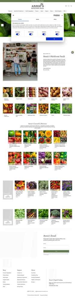 Snímek obrazovky anniesheirloomseeds.com