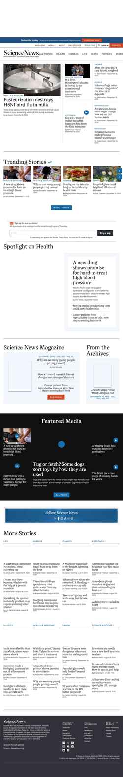 Снимак екрана sciencenews.org