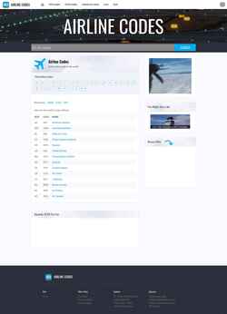 Captura de pantalla airlinecodes.info
