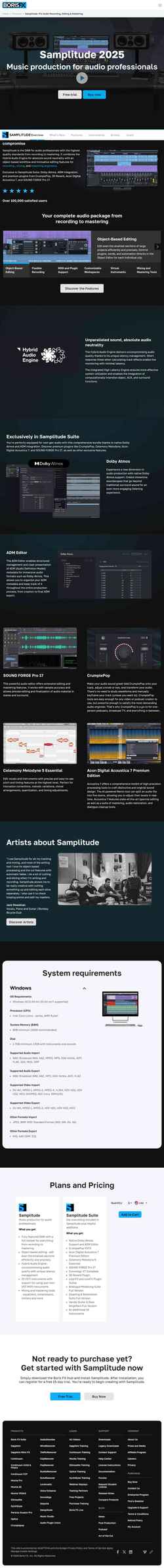 Zrzut ekranu samplitude.com