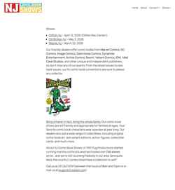 Screenshot njcomicbookshows.com