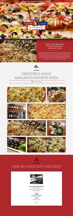 Snímek obrazovky greatamericanpizzacompany.com