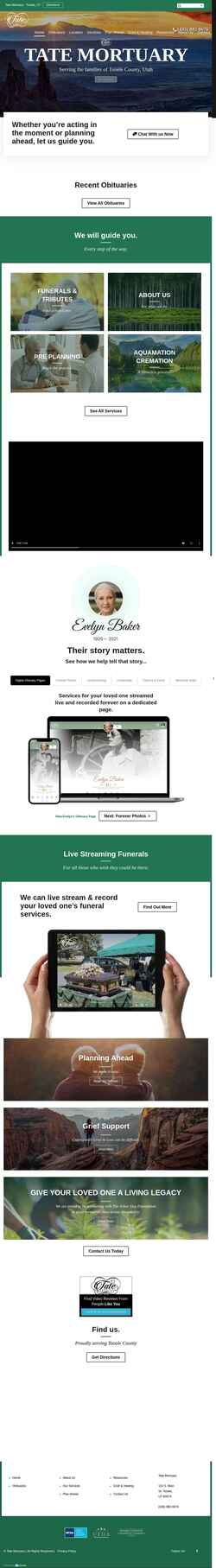 Snímek obrazovky tatemortuary.com