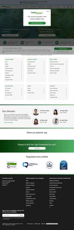 Captura de pantalla onlinedoctor.lloydspharmacy.com