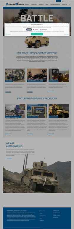 Screenshot armorworks.com