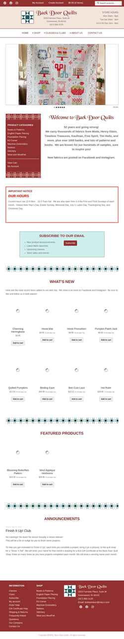 Screenshot backdoorquilts.com