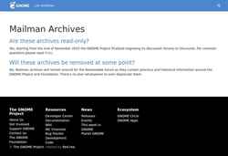 Snimka zaslona lists.gnome.org