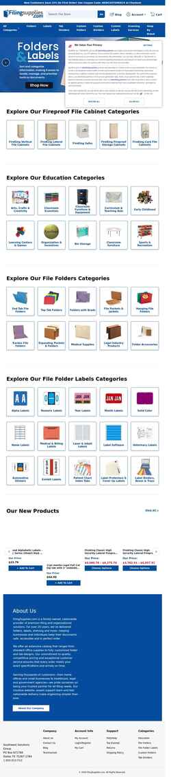 Captură de ecran filingsupplies.com