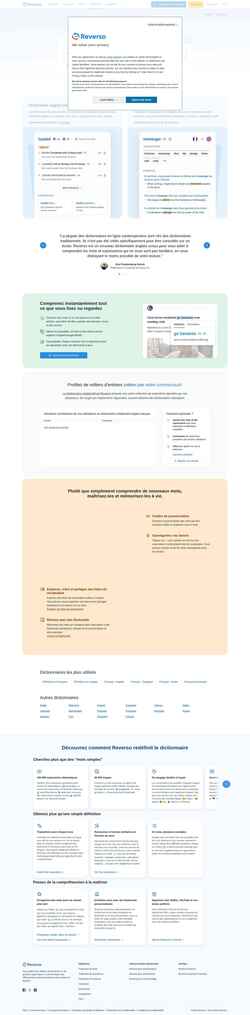 Снимак екрана dictionnaire.reverso.net