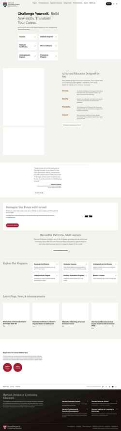 Ekrānuzņēmums extension.harvard.edu