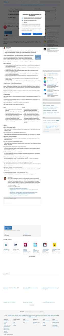 Snímek obrazovky video-subtitle-editor.updatestar.com