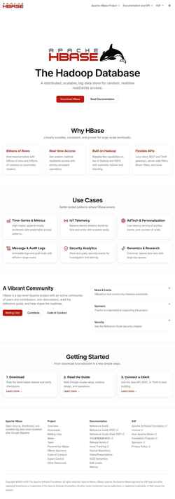 Snímka obrazovky hbase.apache.org