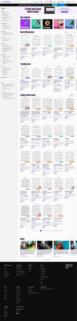 Skärmdump musescore.com