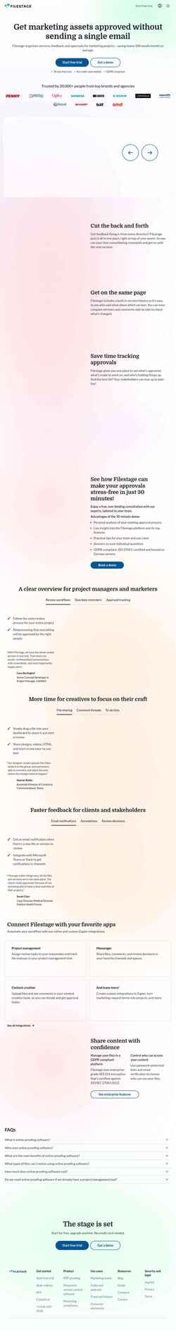 Снимак екрана filestage.io