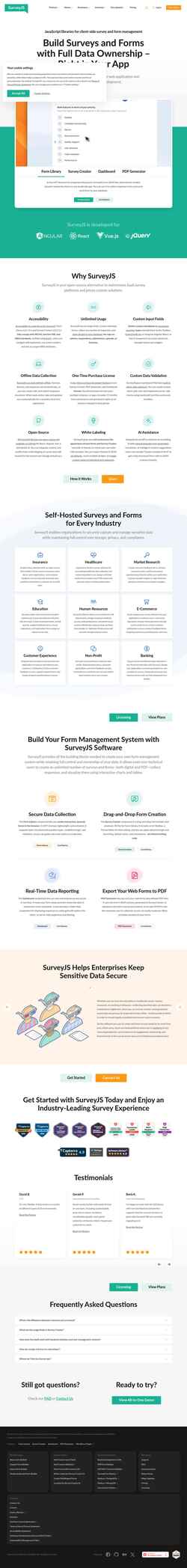 Снимак екрана surveyjs.io