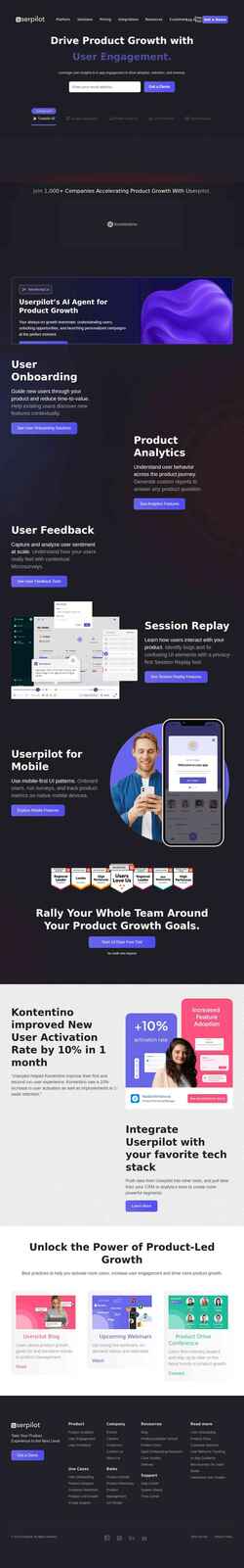Snímek obrazovky userpilot.com