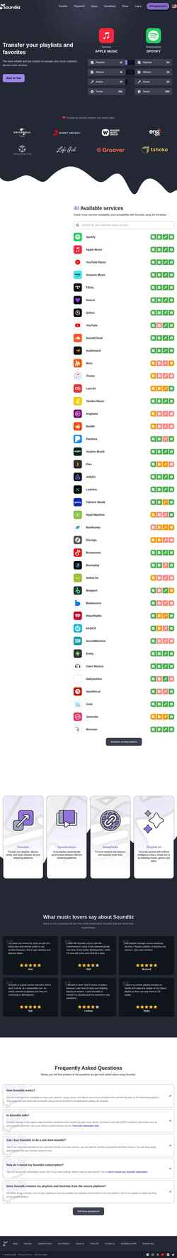 Snímek obrazovky soundiiz.com
