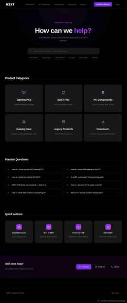 Zrzut ekranu support.nzxt.com