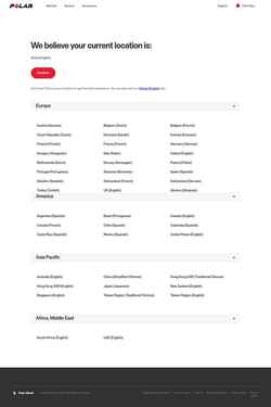 Schermata support.polar.com