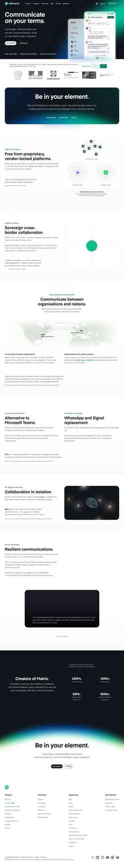 Екранна снимка element.io