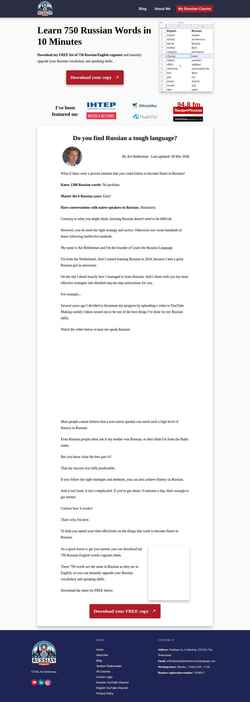 Snímek obrazovky learntherussianlanguage.com