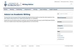 Snimka zaslona advice.writing.utoronto.ca