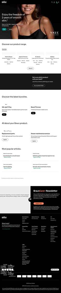 Skærmbillede us.braun.com