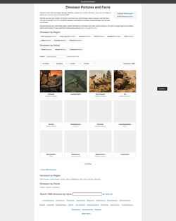 Snímka obrazovky dinosaurpictures.org
