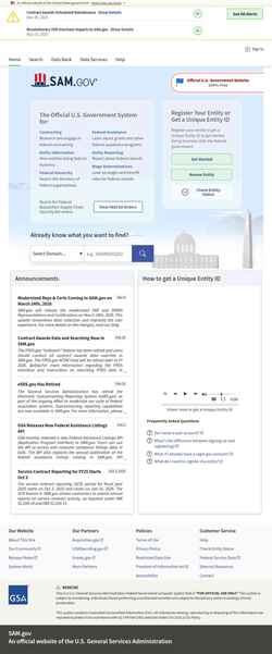 Ekraanipilt sam.gov