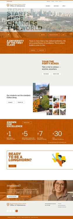 Captura de pantalla admissions.utexas.edu