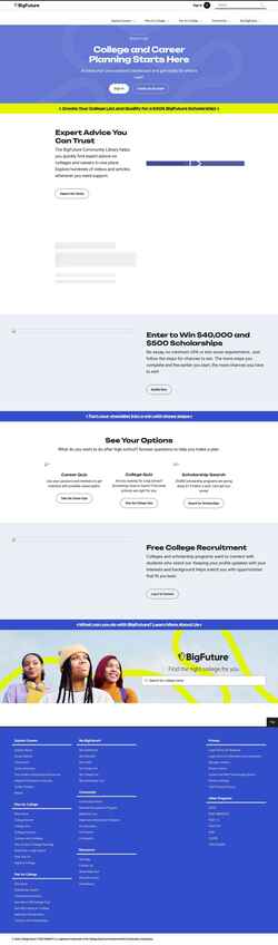 Captură de ecran bigfuture.collegeboard.org