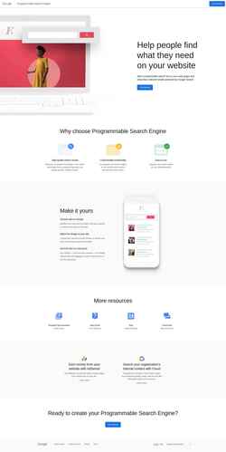 Captura de pantalla programmablesearchengine.google.com