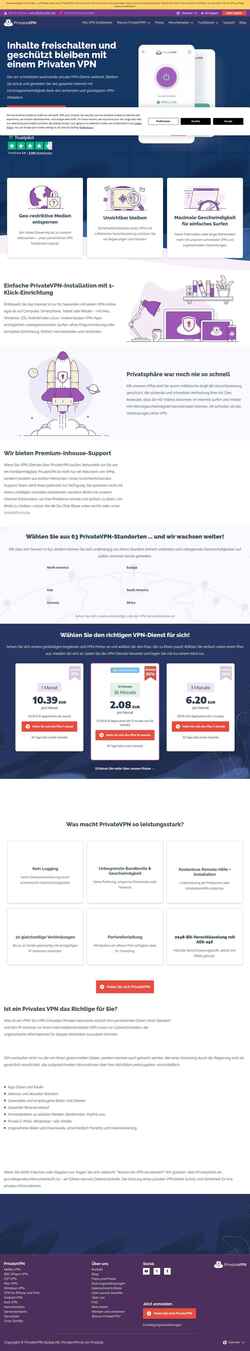Snímek obrazovky privatevpn.com