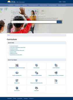 Screenshot curriculum.gov.bc.ca