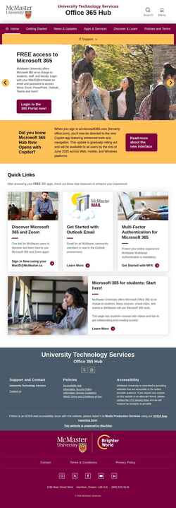 Снимак екрана office365.mcmaster.ca
