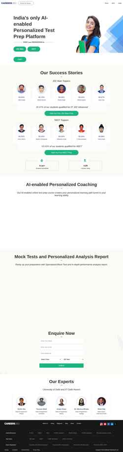 Ekrānuzņēmums learn.careers360.com