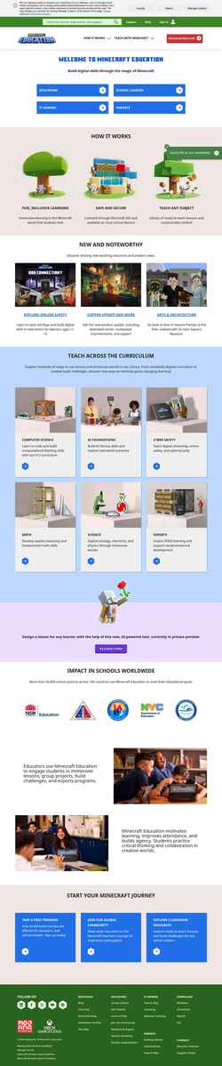 Снимак екрана education.minecraft.net