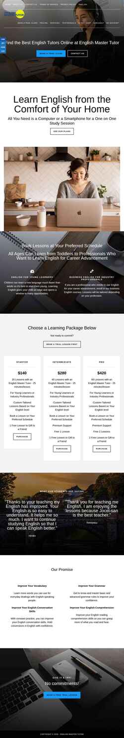 Captura de pantalla englishmastertutor.com