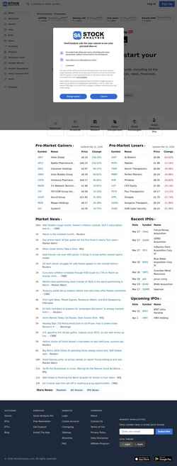 Snimka zaslona stockanalysis.com