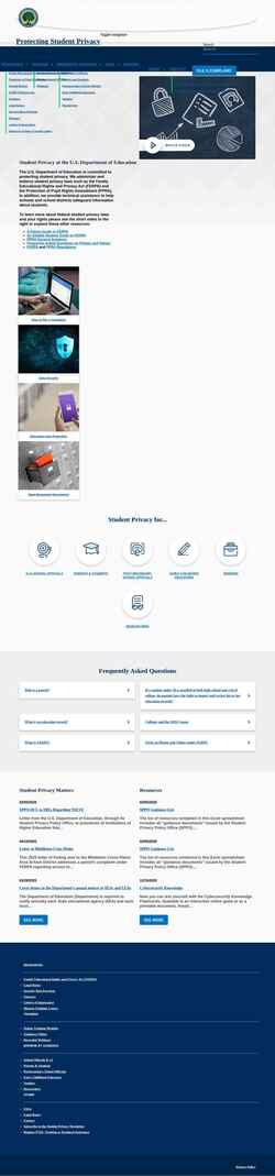 Снимак екрана studentprivacy.ed.gov