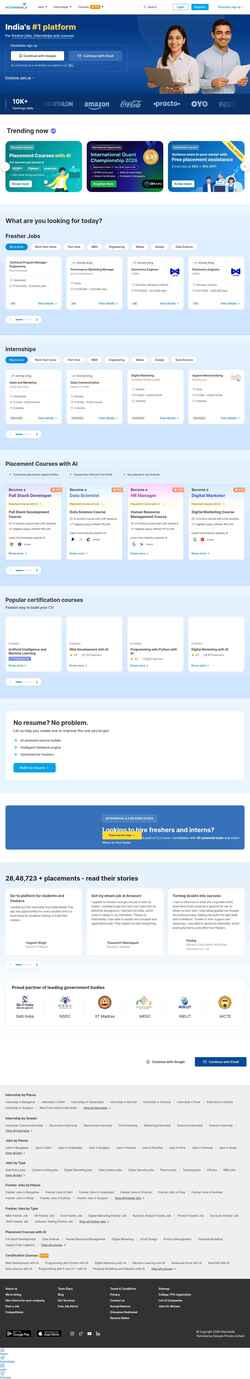 Zrzut ekranu internshala.com