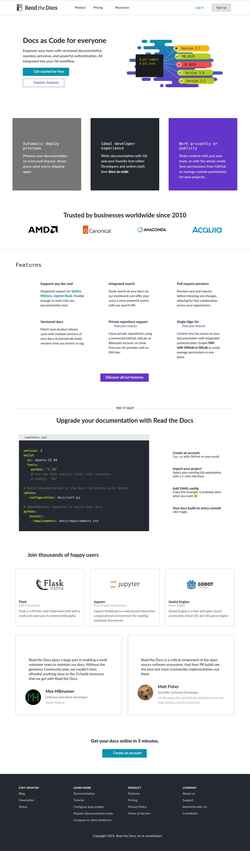 Schermata about.readthedocs.com