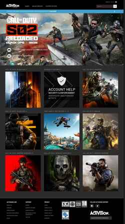 Posnetek zaslona support.activision.com
