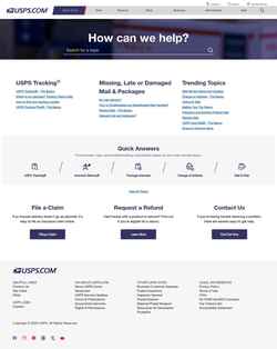 Snimka zaslona faq.usps.com
