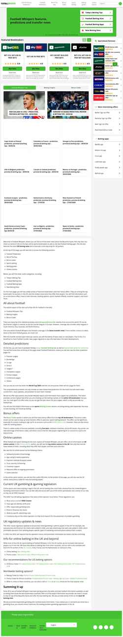 Skærmbillede footballwhispers.com