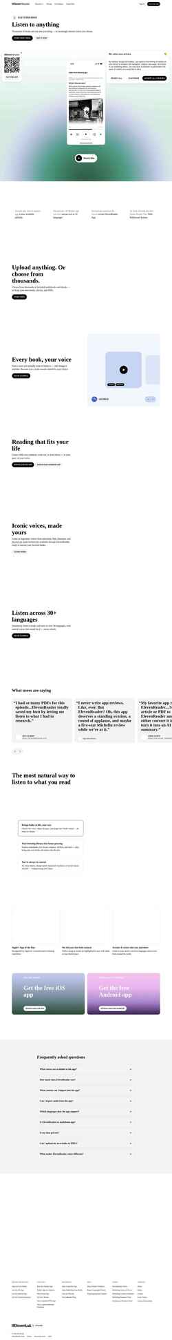 Снимак екрана elevenreader.io
