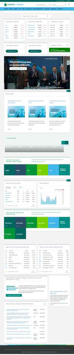 Schermafbeelding live.euronext.com