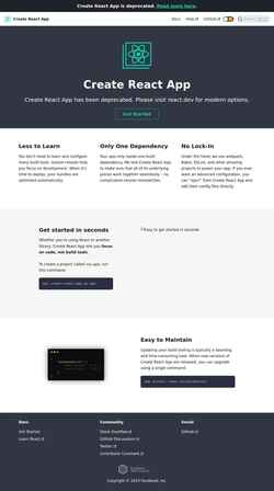 Captura de pantalla create-react-app.dev