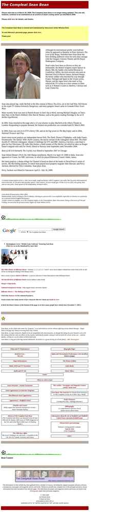 Captura de pantalla compleatseanbean.com